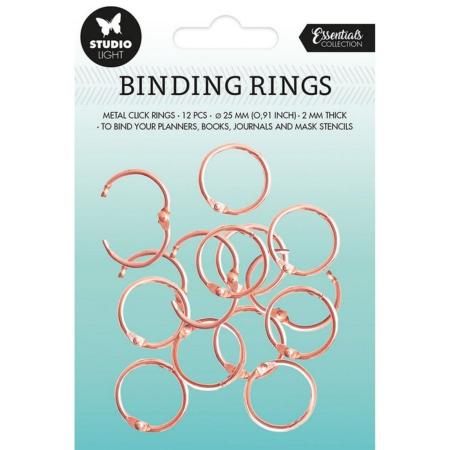 Essentials Binding Click Rings - Or Rose - 25 mm extérieur - lot de 12