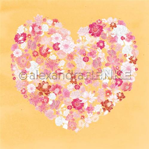 Papier - Bloomy Sweet - Floral heart on golden yellow