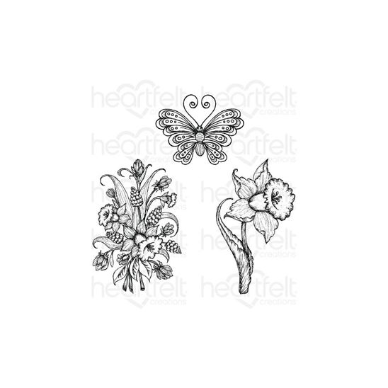 Cling stamps - Delightful Daffodil & Butterfly