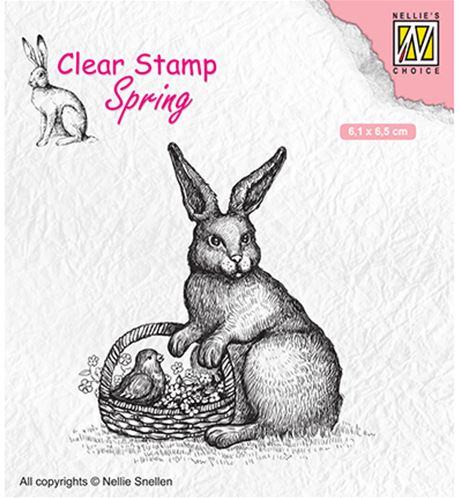 Clear stamp - Spring - Easter hare with basket