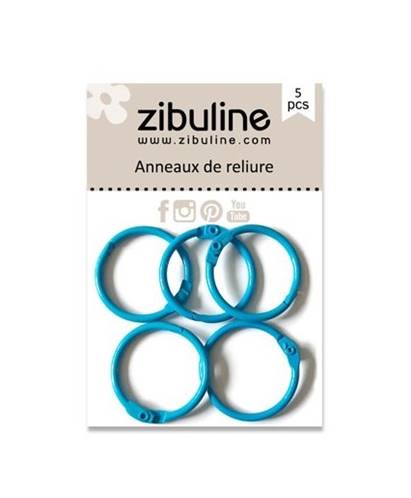 5 anneaux de reliure - Bleu cyan - 25 mm intérieur