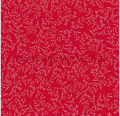 Papier - Merveilleux Noël - Semis de sapin fin sur rouge