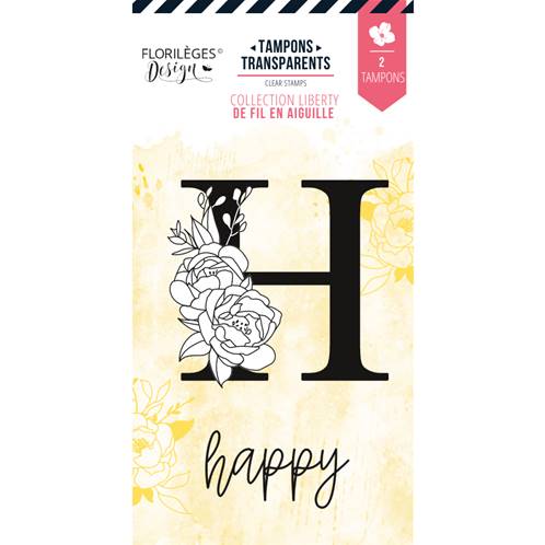 Tampon - De fil en aiguille - Lettre H fleurie - happy