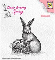 Clear stamp - Spring - Easter hare with basket