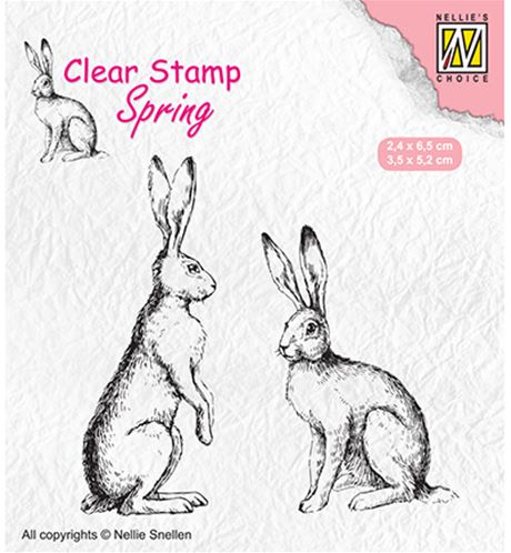Clear stamp - Spring - Two hare - Deux lièvres