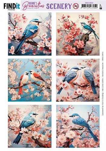 Papier Push out - Berrie's Beauties - Blue Bird - Square