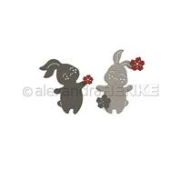 Die - Two rabbits with flowers set