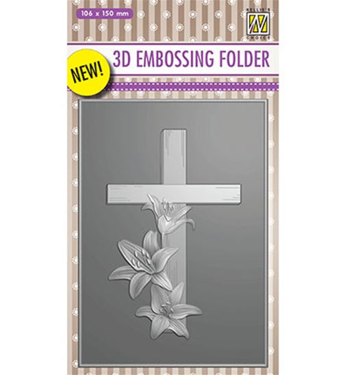 3D embossing folder - Cross with lelies