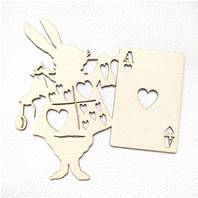 Silhouette en carton - Alice - Lapin avec carte de jeu