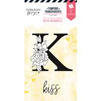 Tampon - De fil en aiguille - Lettre K fleurie - kiss
