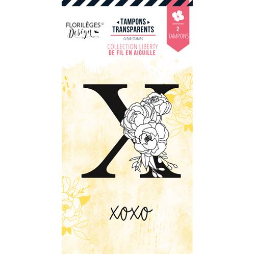 Tampon - De fil en aiguille - Lettre X fleurie - xoxo