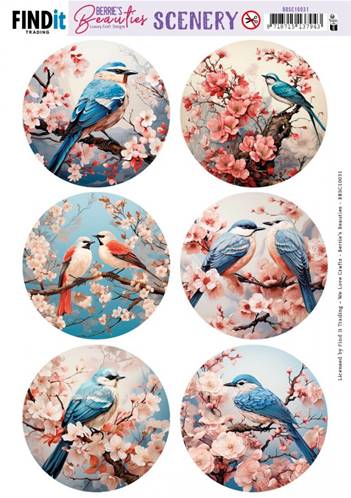 Papier Push out - Berrie's Beauties - Blue Bird - round