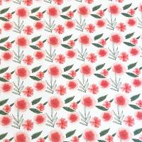 Simili Cuir à motifs - 25 x 35 cm - Blanc fleurs rouges