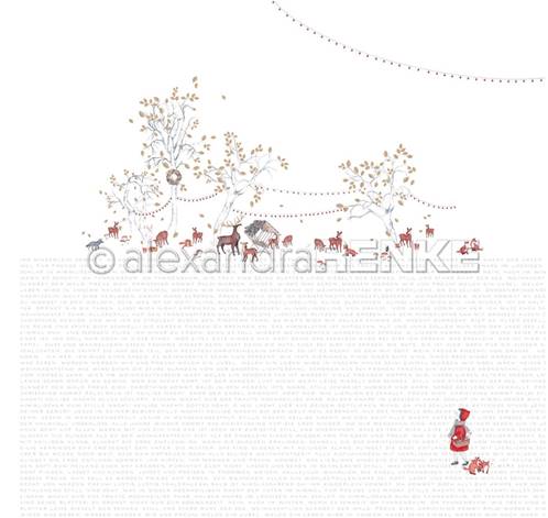 Papier - Noël conte de fées - Scène typographique des animaux de la forêt