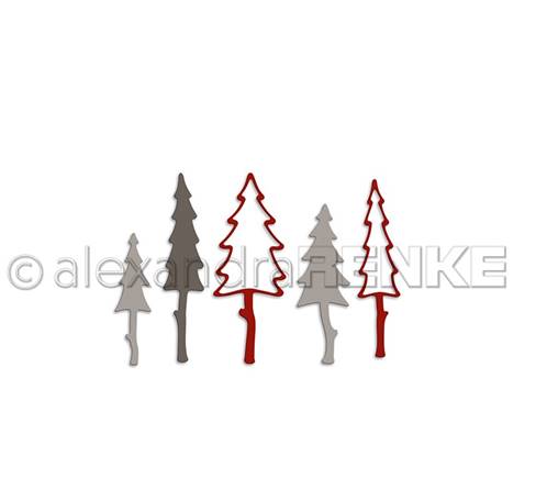 Die - Christmas - 5 Pine trees set little