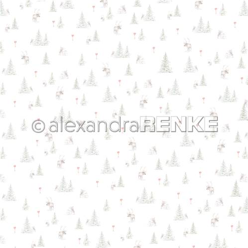 Papier - Christmas forest - Reindeer among Winter Fir Trees