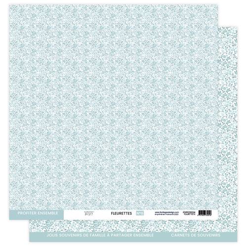 Papier fleurettes - A petits pas - 06 - Bleu azur