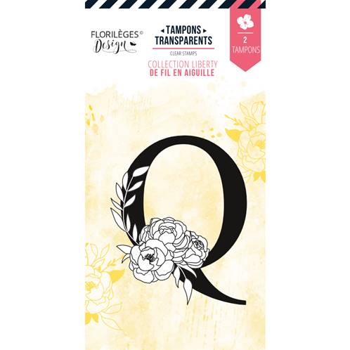 Tampon - De fil en aiguille - Lettre Q fleurie