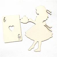 Silhouette en carton - Alice avec carte de jeu
