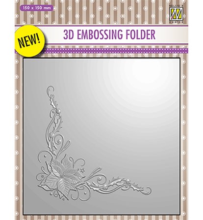 3D Embossing Folder - Poinsetta Corner