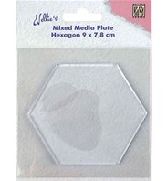 Mix media Plate Hexagon 9 x 7,8 cm