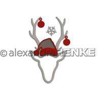 Die - Christmas - Roe deer head with santa claus hat