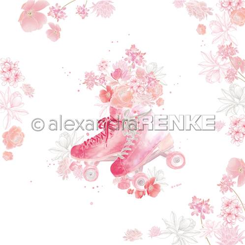 Papier - Bloomy Sweet - Floral roller skates on white