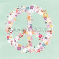 Papier - Bloomy Sweet - Floral peace symbol on mint green