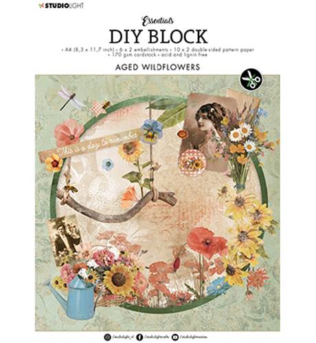 DIY Block A4 - Aged wildflowers