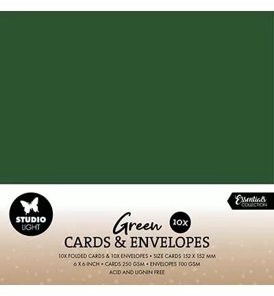 10 cartes 15x15 et enveloppes - Vert Noël