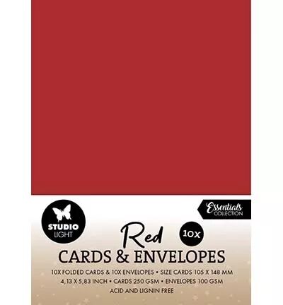 10 cartes A6 et enveloppes - Rouge