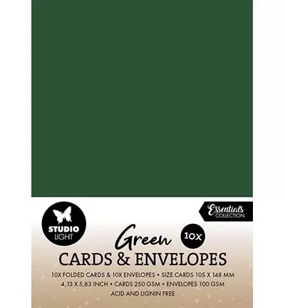 10 cartes A6 et enveloppes - Vert Noël