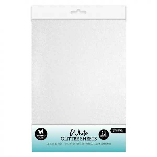 10 papiers paillette blanc - A5 - Studio Light