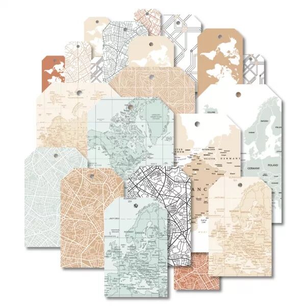 21 �tiquettes imprim�es Carte du monde - Horizons - Floril�ges Design