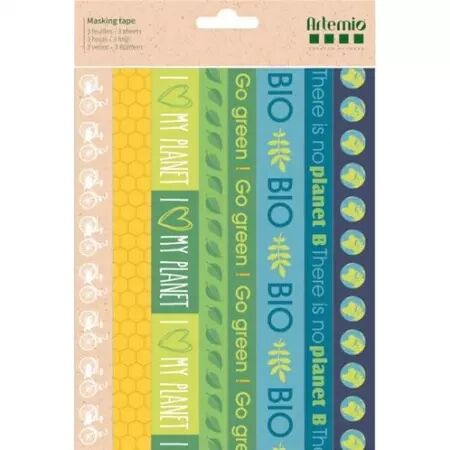 3 feuilles de Masking tape - Save the planet