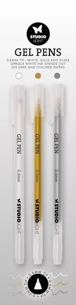 3 Stylos gel blanc - or - argent