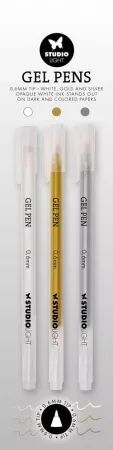 3 Stylos gel blanc - or - argent