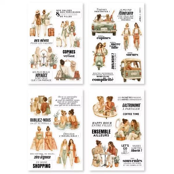 4 Planches Stickers COPINES DE VOYAGE - Horizons - Floril�ges Design