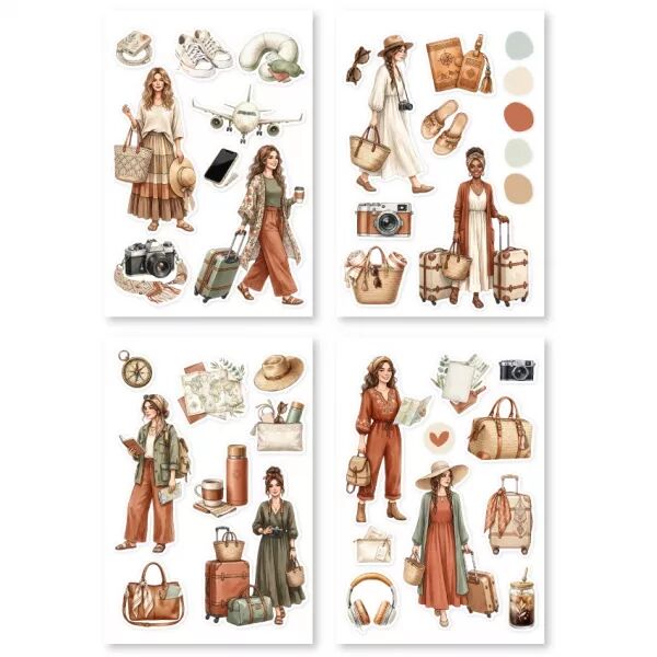 4 Planches Stickers LES VOYAGEUSES - Horizons - Floril�ges Design