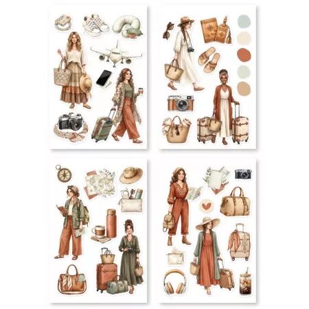 4 Planches Stickers LES VOYAGEUSES - Horizons - Floril&egrave;ges Design