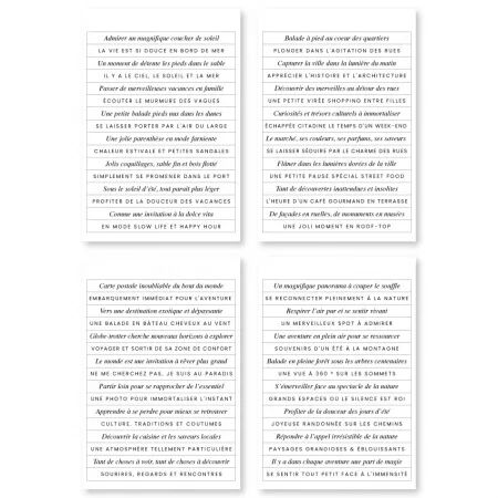 4 Planches Stickers Phrases voyageuses - Horizons - Floril&egrave;ges Design