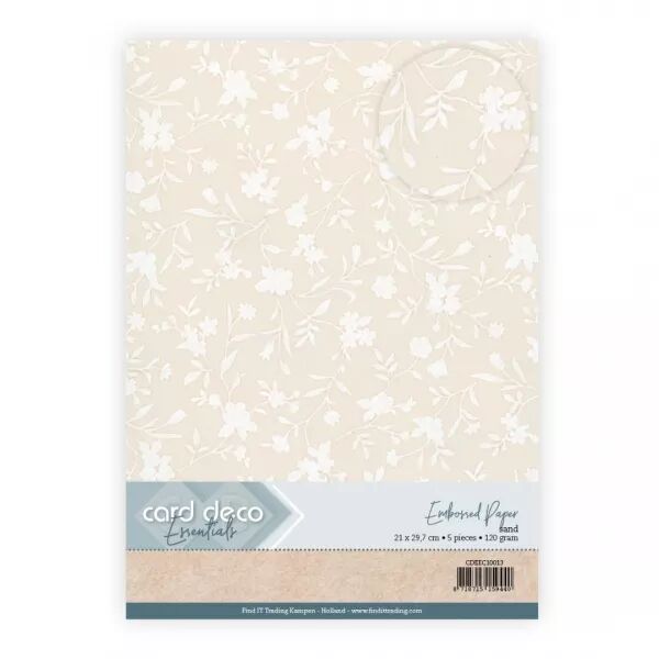 5 papiers emboss�s -  Fleurs d�licates