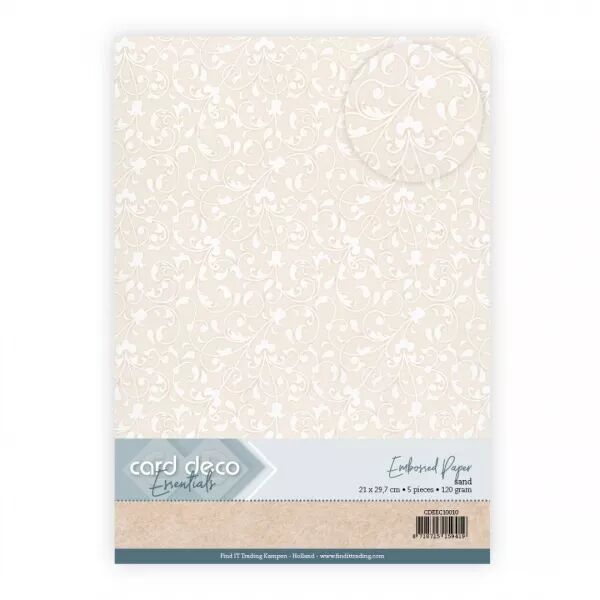 5 papiers emboss�s -  Vignes gracieuses