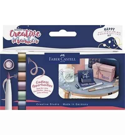 6 marqueurs pointe brush - Couleurs métalliques