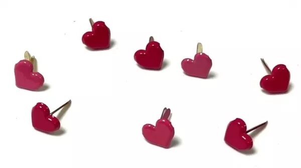 8 brads - Coeurs roses vif