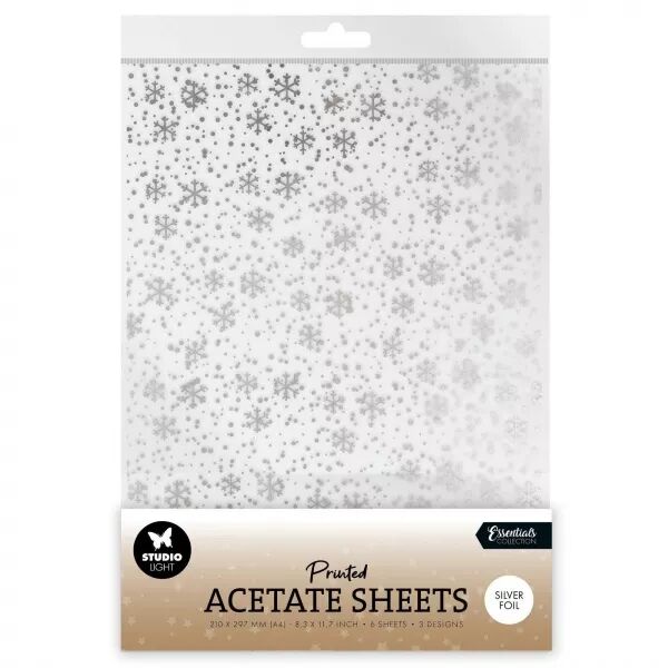 Ac�tate A4 - Essentials - Flocons argents - x6 feuilles - Studio Light