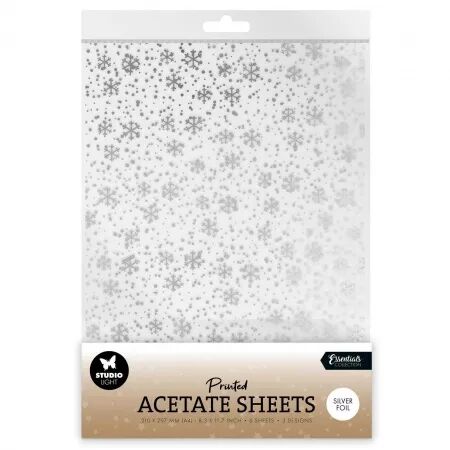 Acétate A4 - Essentials - Flocons argents - x6 feuilles - Studio Light