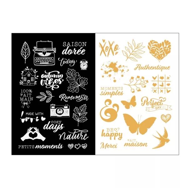 Autocollants transparents Blanc et or - Made with Love - collection Made with love - Les ateliers de Karine