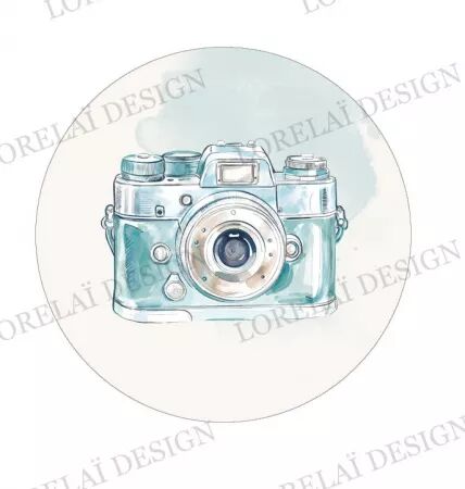 Badge - Carnet d\'évasion - Appareil photo bleu - Lorelaï Design