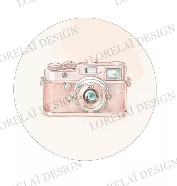 Badge - Carnet d\'�vasion - Appareil photo Corail - Lorela� Design